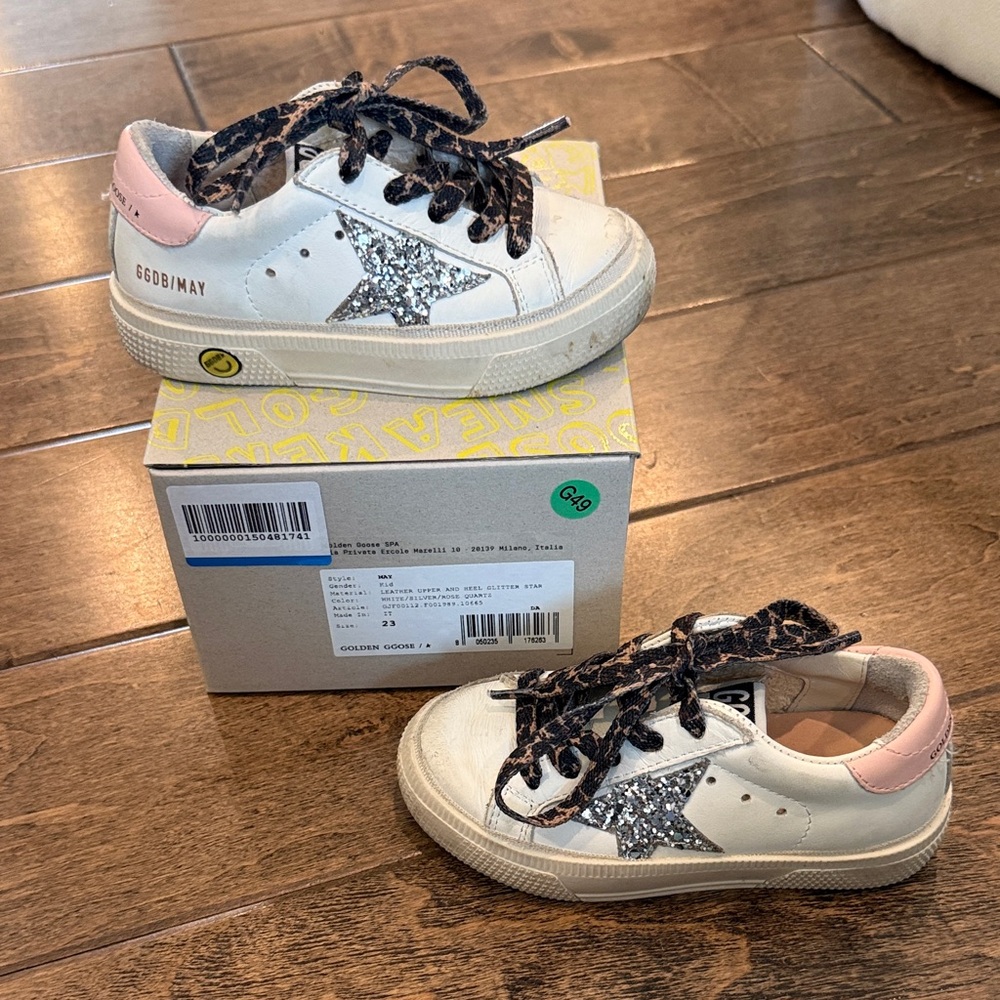 Golden Goose Kids Sneakers - White and Pink with Glitter Star